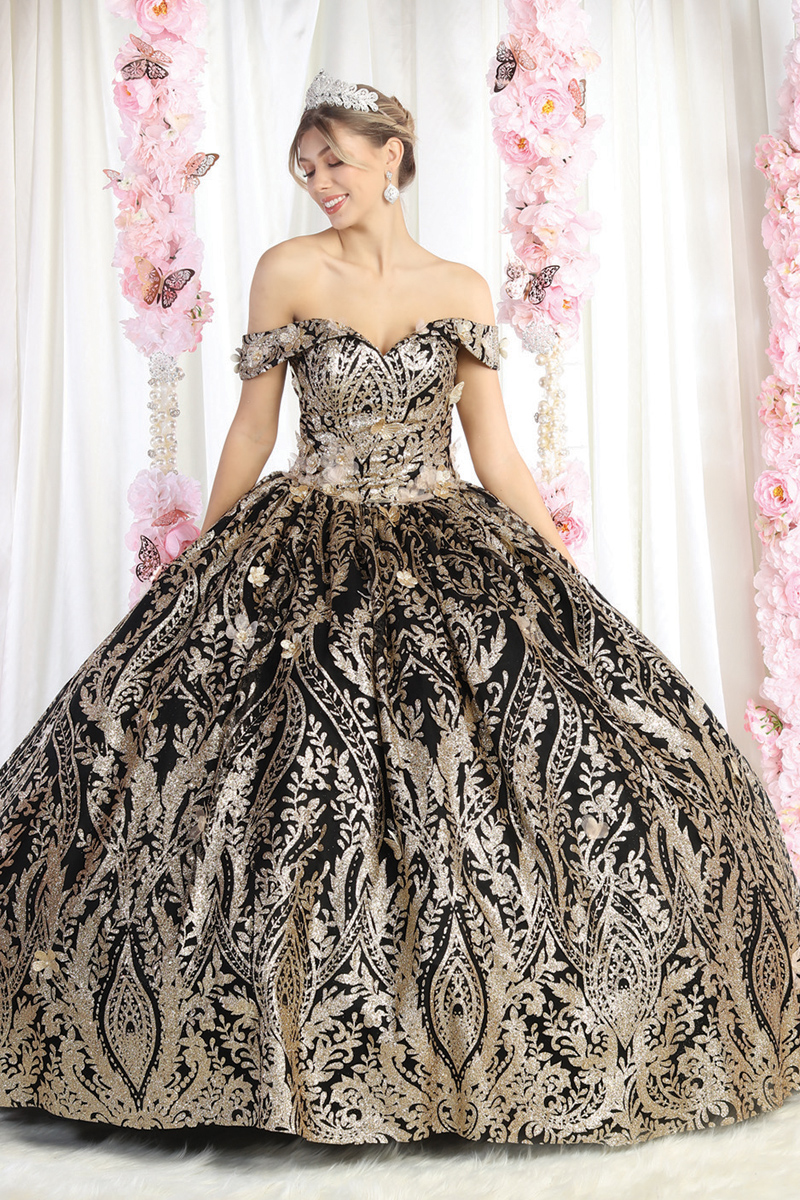 Sweetheart Neck Off the Shoulder Glitter Ball Gown